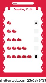 Fruit Counting Exercise Practice Worksheet for Kids