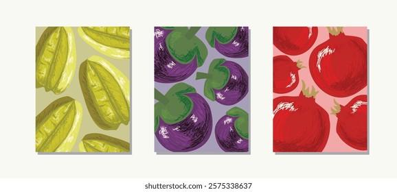 Fruit  cover background. design decoration vector. decorative graphic design illustration for poster, banner, cover, card . Vector illustration