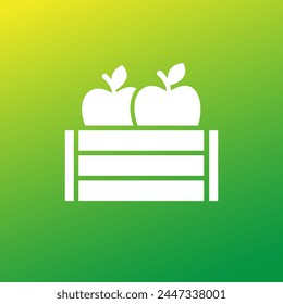 Fruit crate icon, apples in a box