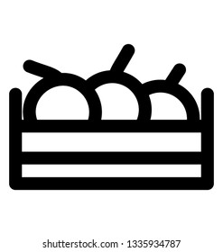 Fruit crate icon vector, line vector of fruit bucket 