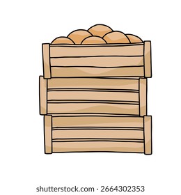 fruit crates stacked on white background