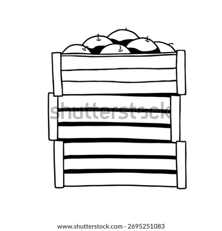 fruit crates stacked on white background