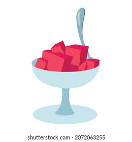 fruit cup dessert, flat vector illustration design