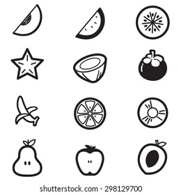 Fruit cut icons Vector symbol illustration set