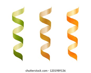fruit cut in a spiral. Isolated image. Realistic style. Vector illustration.