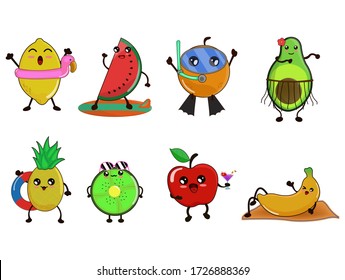 fruit cute cartoon characters Summer.