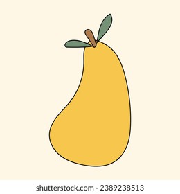 Fruit Cute Kawaii Character Retro Funny Silhouette Minimalist Doodle Symbol Element Icon Pattern Background