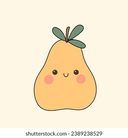 Fruit Cute Kawaii Character Retro Funny Silhouette Minimalist Doodle Symbol Element Icon Pattern Background