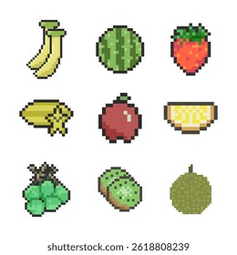 fruit cute retro pixel art