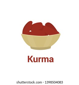 Fruit Dates bowl at healthy lifestyle. Icon Fruit dates is healthy meal from bowl. - Illustration Vector