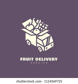 Fruit delivery service logo design template. Vector illustration.