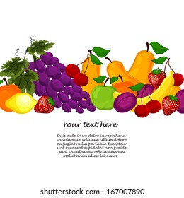  fruit design borders isolated on white. Vector.