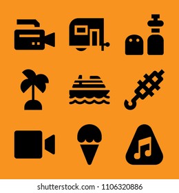 fruit, design, pickup, van, aromatic and car icon vector set. Flat vector design with filled icons. Designed for web and software interfaces