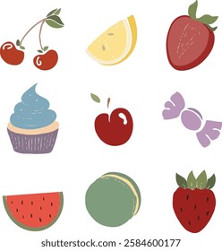 fruit and dessert icon vector illustration 