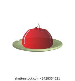 fruit dessert jelly in bowl. Vector illustration