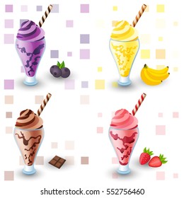 fruit dessert on white background