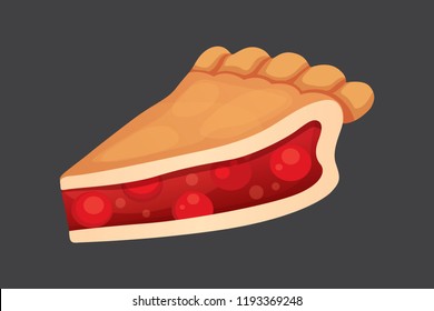 Fruit dessert pie vector icon in cartoon style. Sweet bakery product, berry cake vector illustration.