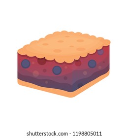 Fruit dessert pie vector icon in cartoon style. Sweet bakery product, berry cake vector illustration.