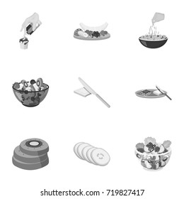 Fruit, dessert, sandwiches and other types of food. Food set collection icons in monochrome style vector symbol stock illustration web.