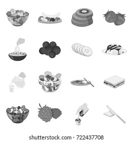 Fruit, dessert, sandwiches and other types of food. Food set collection icons in monochrome style vector symbol stock illustration web.