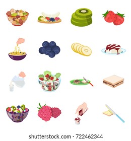Fruit, dessert, sandwiches and other types of food. Food set collection icons in cartoon style vector symbol stock illustration web.