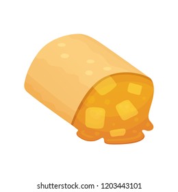 Fruit dessert vector icon in cartoon style. Sweet bakery product, vector illustration.