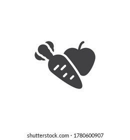Fruit, diet food vector icon. filled flat sign for mobile concept and web design. Apple and carrot glyph icon. Symbol, logo illustration. Vector graphics