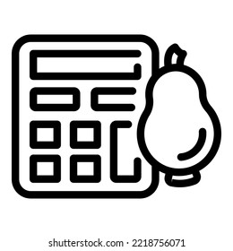 Vector de contorno de icono de dieta de frutas. Ejecutar el programa. Dispositivo de atención