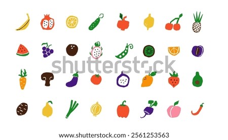 Fruit doodle abstract. Geometry minimalistic organic food, banner in cartoon flat style. Simple shape and figure. Flyer, web poster, natural products. Summer poster. Vector isolated icon illustration