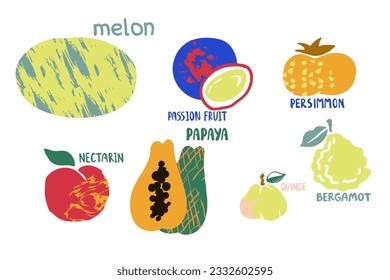 Fruit doodle. Natural tropical fruits, doodle citrus orange and vitamin lemon. Vegan cuisine with hand drawn apple, organic fruits or vegetarian food. Set of vector isolated icons