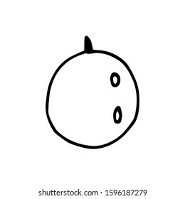 Fruit in doodle style on isolated white background. Hand drawn gooseberry. Coloring book for kids and adults. Summer berry.  Stock vector illustration. 
