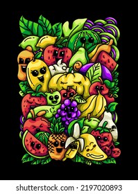 Fruit Doodle vector design Illustration