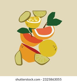 Fruit doodles natural tropical fruits. Doodles orange orange and vitamin lemon apple hand drawn vegetarian kitchen, organic fruit or vegan food. Isolated vector icon illustration set.