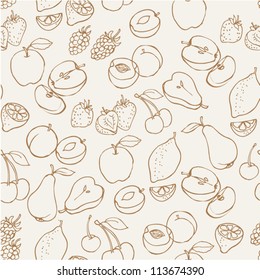 Fruit doodles seamless vector
