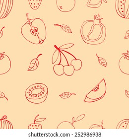 Fruit doodles seamless vector illustration
