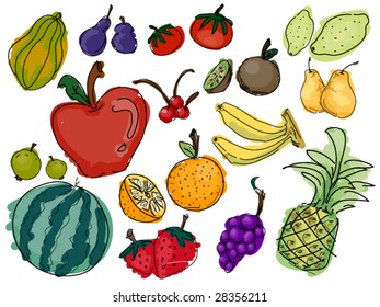 Fruit Doodles - Vector