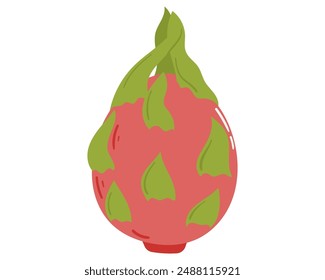 Fruit dragon fruit pitahaya in cartoon hand drawn simple style. Editable variable color