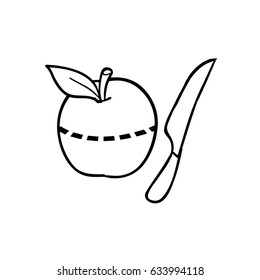 Fruit drawing. Apple. Sketch.