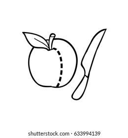 Fruit drawing. Apple. Sketch.