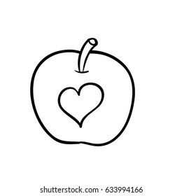 Fruit drawing. Apple. Sketch.