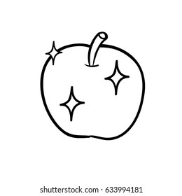 Fruit drawing. Apple. Sketch.