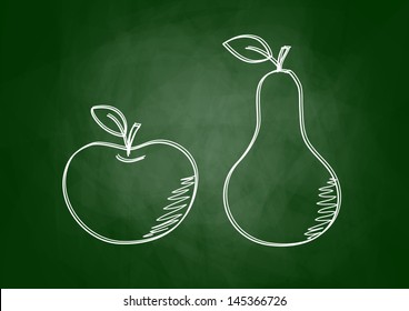 Fruit drawing on blackboard  