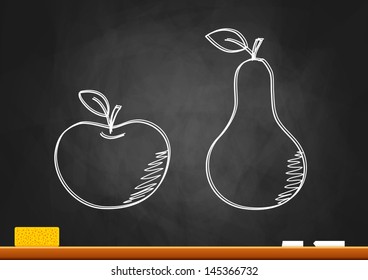 Fruit drawing on blackboard  