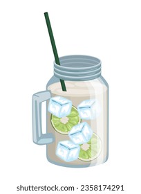 fruit drink with ice icon isolated