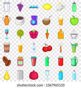 Fruit drink icons set. Cartoon style of 36 fruit drink vector icons for web for any design