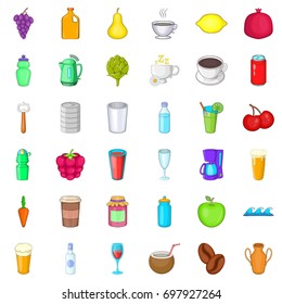 Fruit drink icons set. Cartoon style of 36 fruit drink vector icons for web isolated on white background