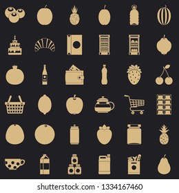 Fruit and drink icons set. Simple style of 36 fruit and drink vector icons for web for any design