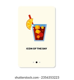 Fruit drink isolated on white. Fresh cocktail cartoon illustration. Summer drinks and beverages concept. Vector illustration symbol elements for web design and apps