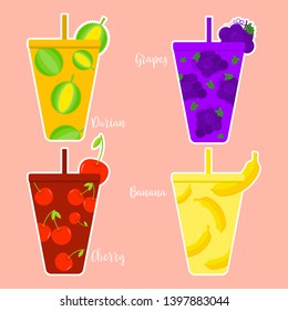 Fruit drink menu. Glass vector design