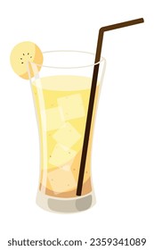 fruit drink and straw icon vector isolated